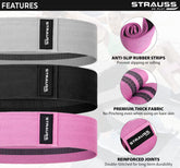 Strauss Premium Fabric Resistance Bands, Single, (Pink)